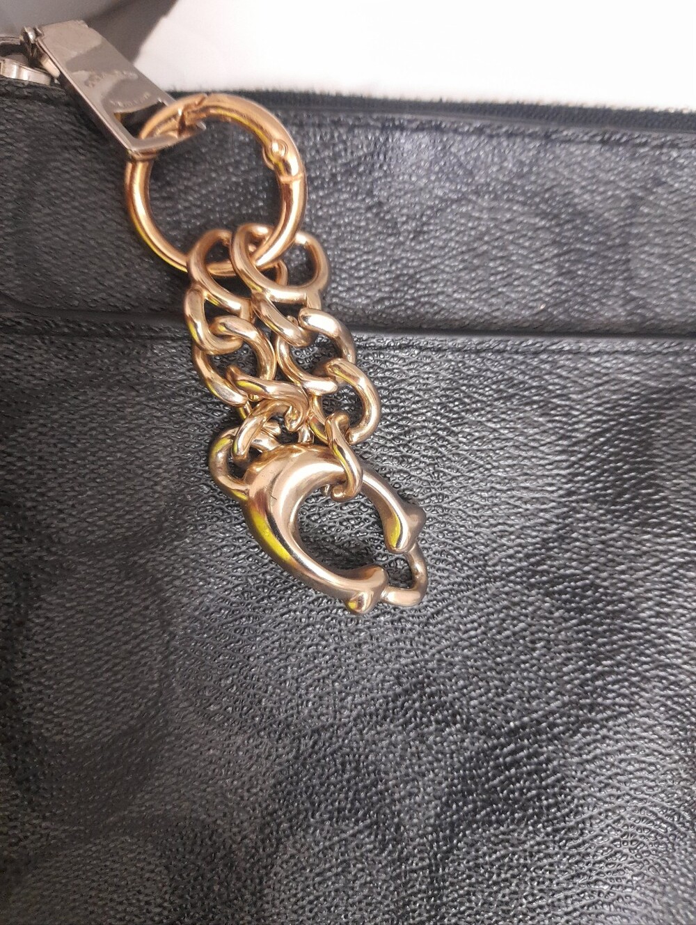Coach C Gold Tone Bag Charm Key Chain